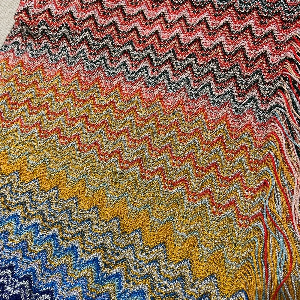 Missoni Mare Chevron Knit Sarong Pareo in Blue Orange & Yellow - Picture 2 of 7